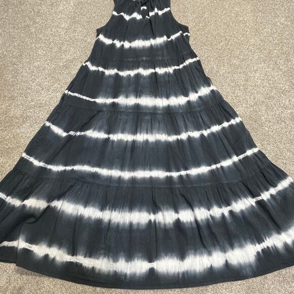 Flowy Beach Boho Tie Dye Striped Sleeveless Tiered Maxi Dress M Festival Summer - Picture 7 of 11
